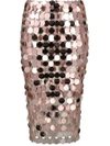 PACO RABANNE PAILLETTE-EMBELLISHED FITTED SKIRT