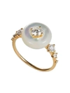 FERNANDO JORGE 18KT YELLOW GOLD ORBIT DIAMOND AND MOTHER OF PEARL RING