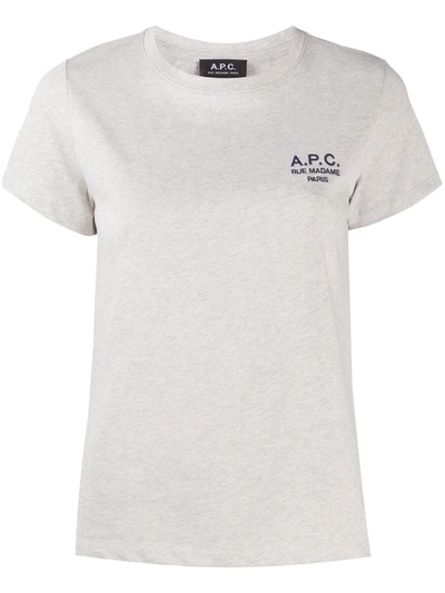Apc Logo Print T-shirt In Neutrals