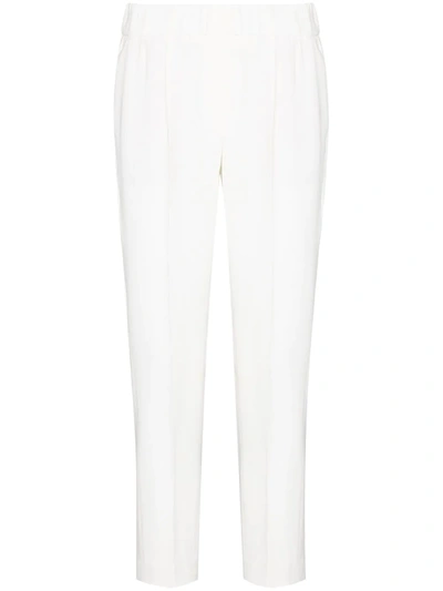 Brunello Cucinelli Tapered Cropped Trousers In White