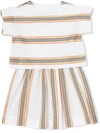 BURBERRY ICON STRIPE TWO-PIECE TOP AND SKIRT SET