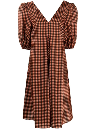 ganni red gingham dress GANNI gingham-print dress