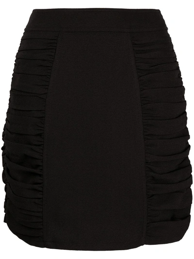 Ganni Ruched-detail Fitted Mini-skirt In Black