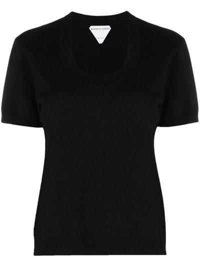 Bottega Veneta Knitted Short-sleeve Top In Black