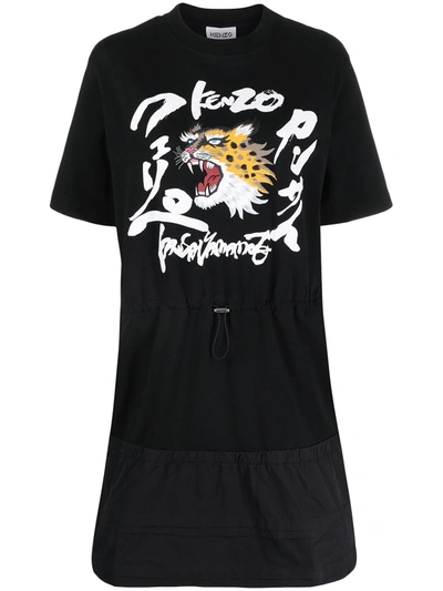 Kenzo Embroidered Design Dress In Black