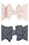 Baby Bling 2-pack Fab-bow-lous Headbands In Petal/ Stonewash Charcoal