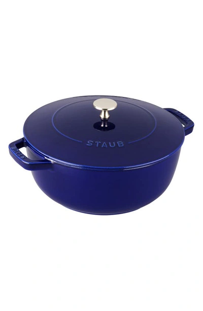 Staub Stuab Cast Iron 3.75-qt. Essential French Oven Lilly Lid In Dark Blue