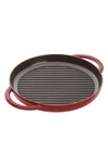 STAUB 10-INCH ROUND ENAMELED CAST IRON DOUBLE HANDLE GRILL PAN,12012687