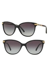 Burberry Check 57mm Polarized Gradient Cat Eye Sunglasses In Black