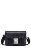 Mcm Small Millie Visetos Water Resistant Leather Crossbody Bag In Black