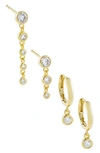 ADINAS JEWELS SET OF 2 CUBIC ZIRCONIA EARRINGS,E02548GLD-357