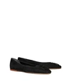 Tory Burch Georgia Suede Square-toe Ballerina Flats In Perfect Black