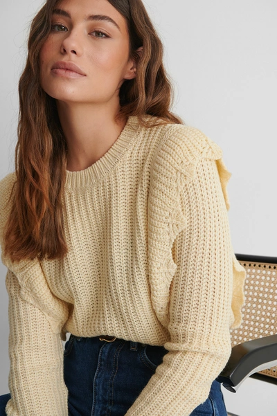 Na-kd Flounce Detail Long Sleeve Knitted Jumper - Offwhite