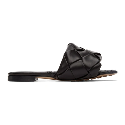 BOTTEGA VENETA BLACK INTRECCIATO LIDO SANDALS