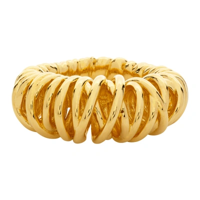 Bottega Veneta Intertwined Style Cocktail Ring In Gold