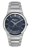 Ferragamo Salvatore  Sapphire Bracelet Watch, 41mm In Silver/ Blue/ Silver