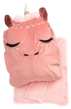Under One Sky Isadora Unicorn Throw & Pillow Set In Pink Rainbow