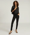 Reiss Leather Collarless Biker Jacket In Black