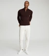 Reiss Blackhall Wool Funnel Neck Half Zip Sweater In Bordeaux