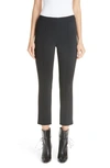 Adam Lippes Stretch Cady Cigarette Trousers With Pintuck In Black