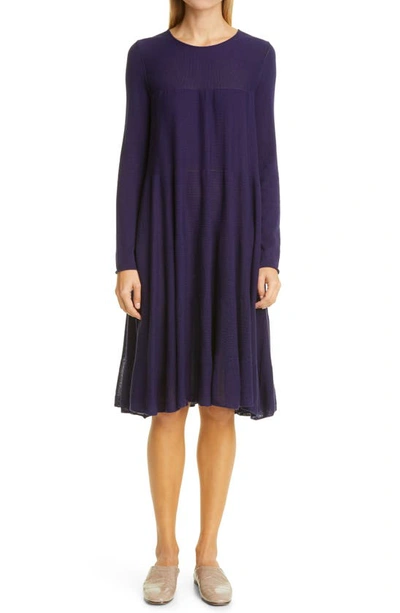 Merlette Addison Rib Detail Long Sleeve Dress In Marine