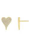 ADINAS JEWELS PAVÉ HEART STUD EARRINGS,E05341GLD-378