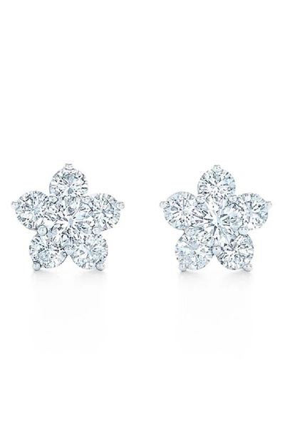 KWIAT FLORAL CLUSTER DIAMOND STUD EARRINGS,E-15765-165-DIA-18KW