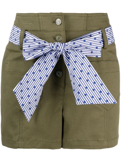 Sjyp Double Waist Shorts With Dotted Belt Strap In Khaki