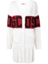 GCDS LOGO PANEL V-NECK CARDIGAN