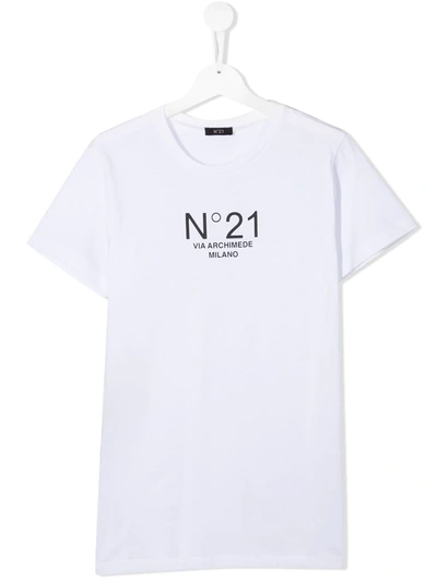 N°21 Kids' Logo印花t恤 In White
