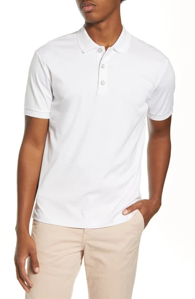 Rag & Bone Interlock Slim Fit Heathered Polo Shirt In Wht