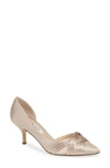 Nina Blakely Half D'orsay Pointy Toe Pump In Taupe Satin