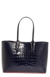 CHRISTIAN LOUBOUTIN SMALL CABATA CROC EMBOSSED LEATHER TOTE,1215023