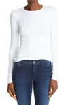 L Agence Tess Long Sleeve Stretch Jersey Top In White