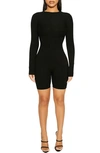 Naked Wardrobe Snatched Bustier Long Sleeve Romper In Black