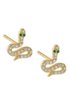 ADINAS JEWELS PAVE SNAKE EARRINGS,E03545GLD-503