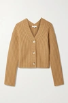 Vince V-neck Dropped-shoulder Wool And Cashmere-blend Cardigan In Sand