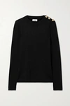 L AGENCE ERICA BUTTON-EMBELLISHED KNITTED SWEATER