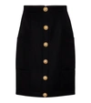 Balmain Button-embellished Wool-twill Mini Skirt In Black