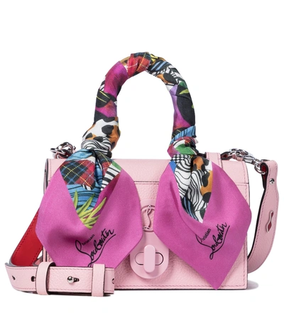 Christian Louboutin Women's Mini Elisa Scarf-trimmed Leather Top Handle Bag In Pink & Purple