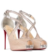 CHRISTIAN LOUBOUTIN MARIACAR 120 LEATHER AND MESH SANDALS,P00529598