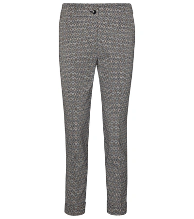 Etro High-rise Printed Slim Trousers In Blue