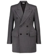 Balenciaga Hourglass Double-breasted Prince Of Wales Checked Wool Coat In Grey
