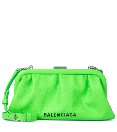 Balenciaga Cloud Xs Leather Clutch In Green