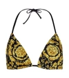 Versace Printed Triangle Halterneck Bikini Top In Gold