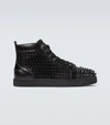 Christian Louboutin Louis Spikes Riveted Casual Sports Shoes In Black