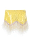 ATTICO THE ATTICO SEQUIN FEATHER MINI SKIRT