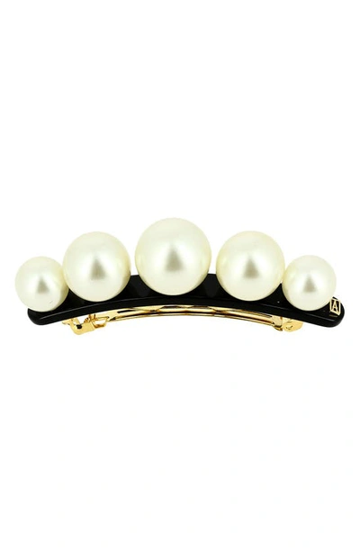 Alexandre De Paris Imitation Pearl Barrette In Black