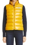 Moncler Ghany Short Shiny Nylon Down Vest In 134 Yellow