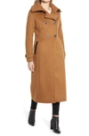 Mackage Elodie Double Breasted Military Maxi Coat In Camel